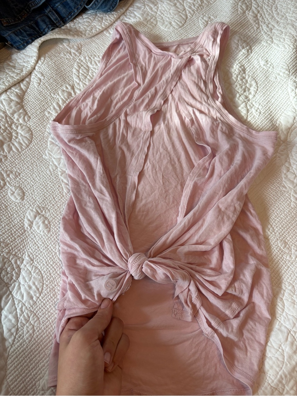 lululemon athletica light pink knotted racerback tank